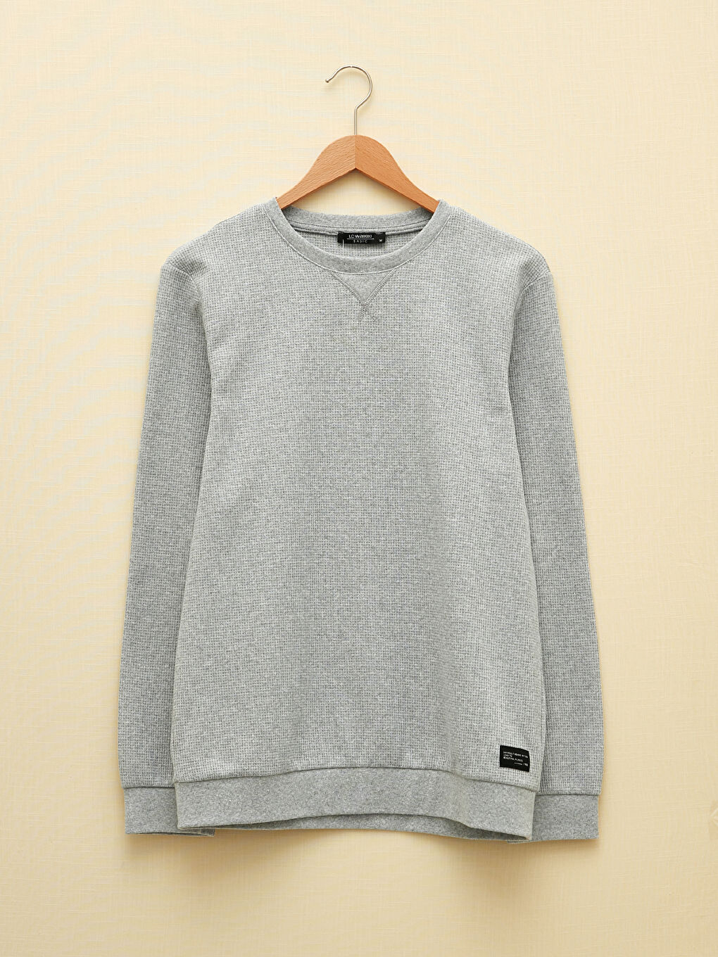 LCWAIKIKI Basic Gri Bisiklet Yaka Uzun Kollu Erkek Sweatshirt - 5