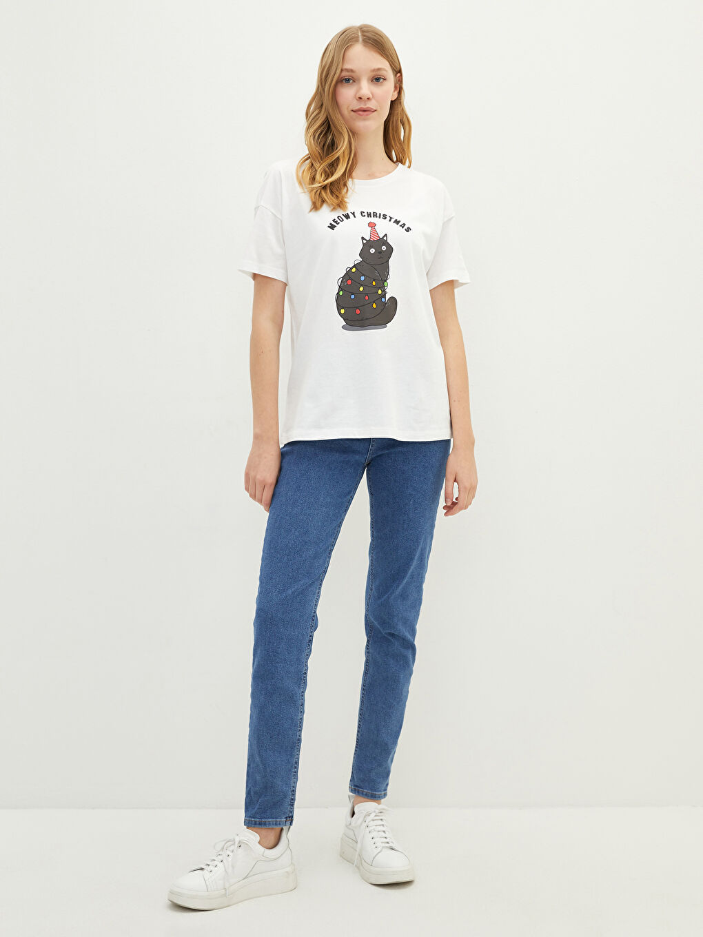 Crew Neck Printed Short Sleeve Cotton Women's T-shirt-1