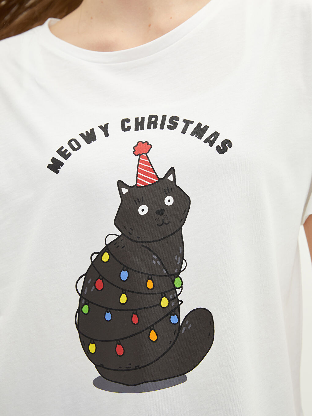 Crew Neck Printed Short Sleeve Cotton Women's T-shirt-2