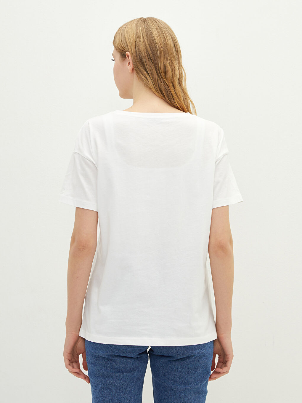 Crew Neck Printed Short Sleeve Cotton Women's T-shirt-3