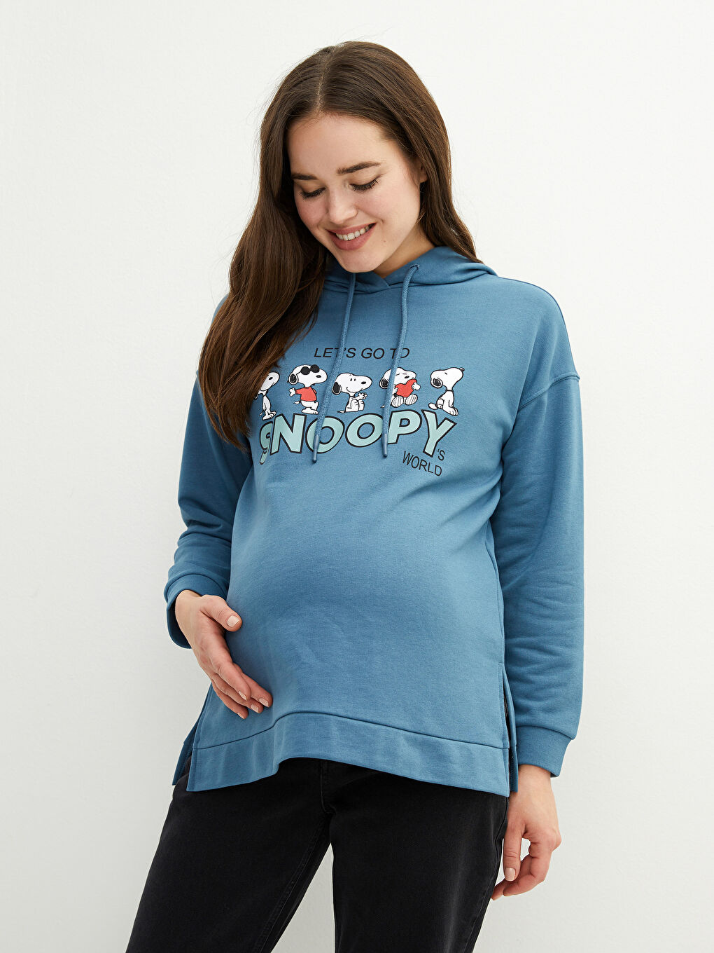 Snoopy Printed Long Sleeve Maternity Hoodie