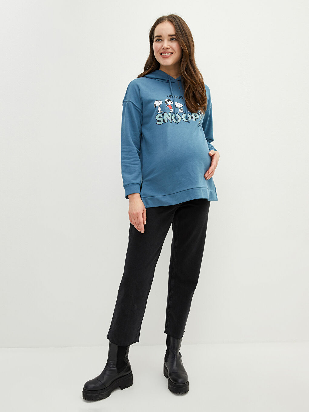 Snoopy Printed Long Sleeve Maternity Hoodie-1