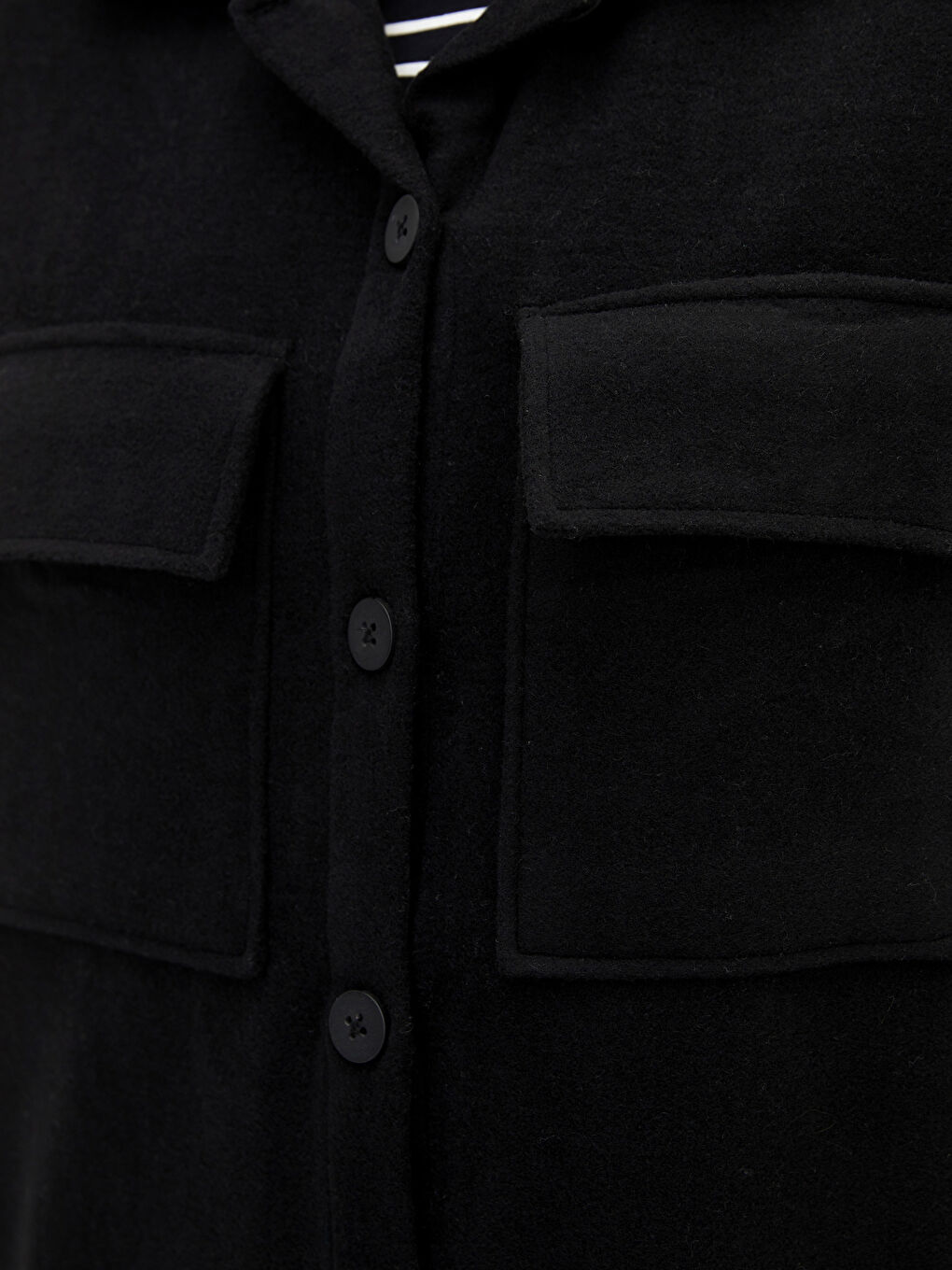 Siyah Kadın Gömlek Yaka Düz Yelek-3