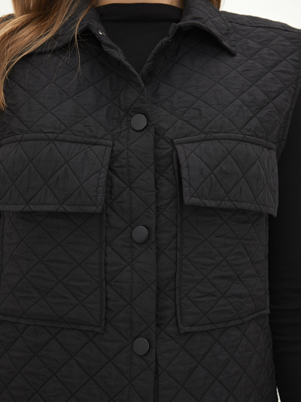 فيست منقوش بياقة قميص للسيدات-4