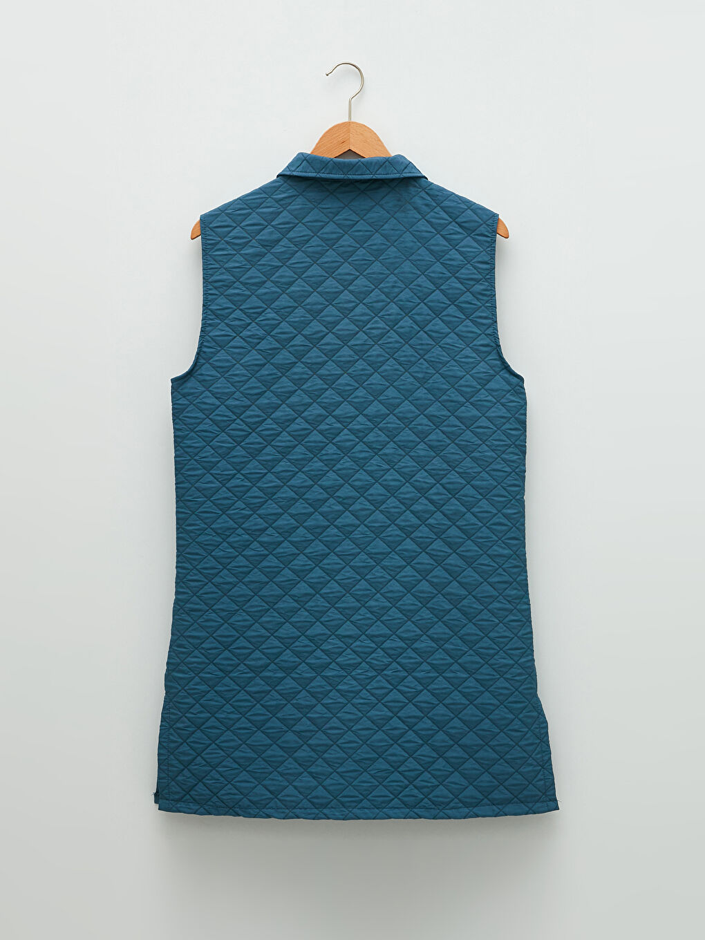 İndigo Gömlek Yaka Kapitone Desenli Kadın Yelek-8