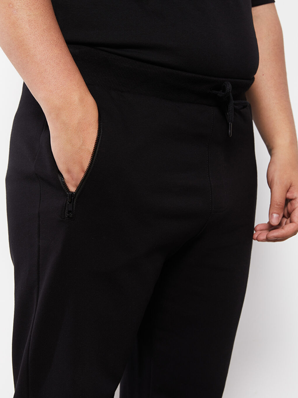 Siyah Slim Fit Erkek Kalın Jogger Eşofman Altı-2