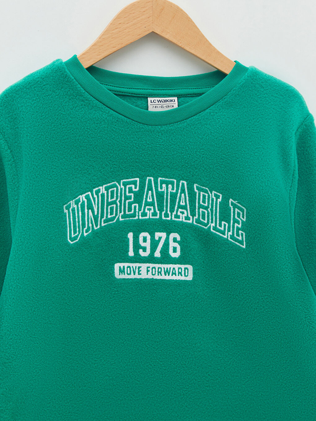 Yeşil Bisiklet Yaka Nakış Detaylı Uzun Kollu Polar Erkek Çocuk Sweatshirt-2