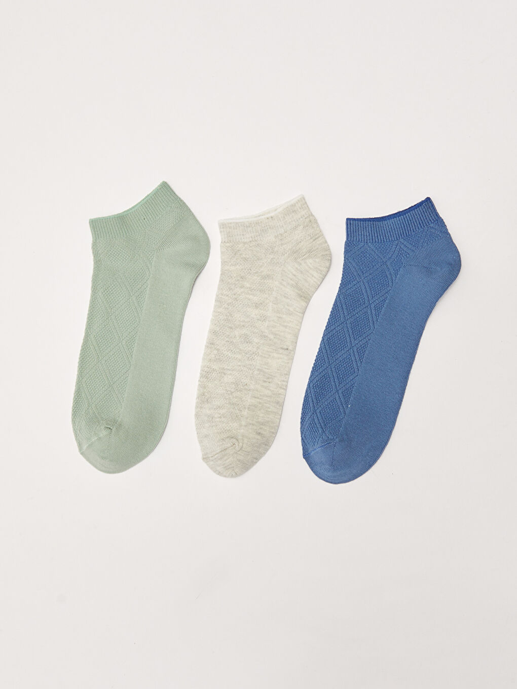 Yeşil Desenli Kadın Patik Çorap 3'lü-1