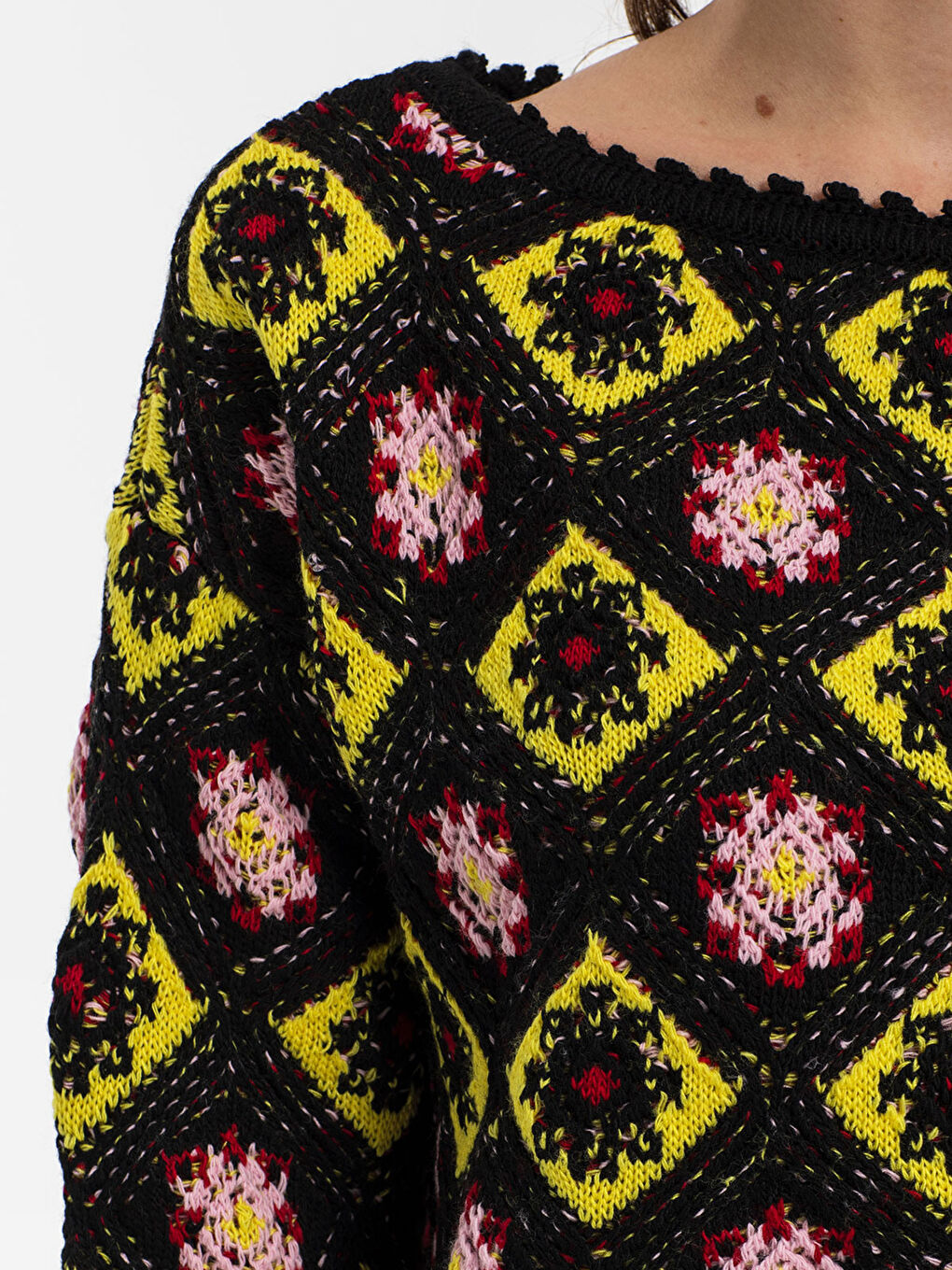 NİSAN TRİKO Boat Collar Patterned Long Sleeve Women's Knitwear Sweater and Skirt Set -W1M715Z8-T4T