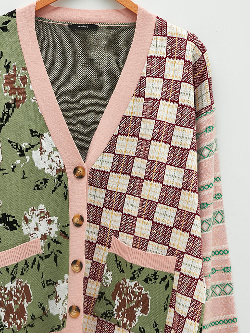 Avrile Clothing V-Neck Patterned Long Sleeve Women's Knitwear Cardigan-6
