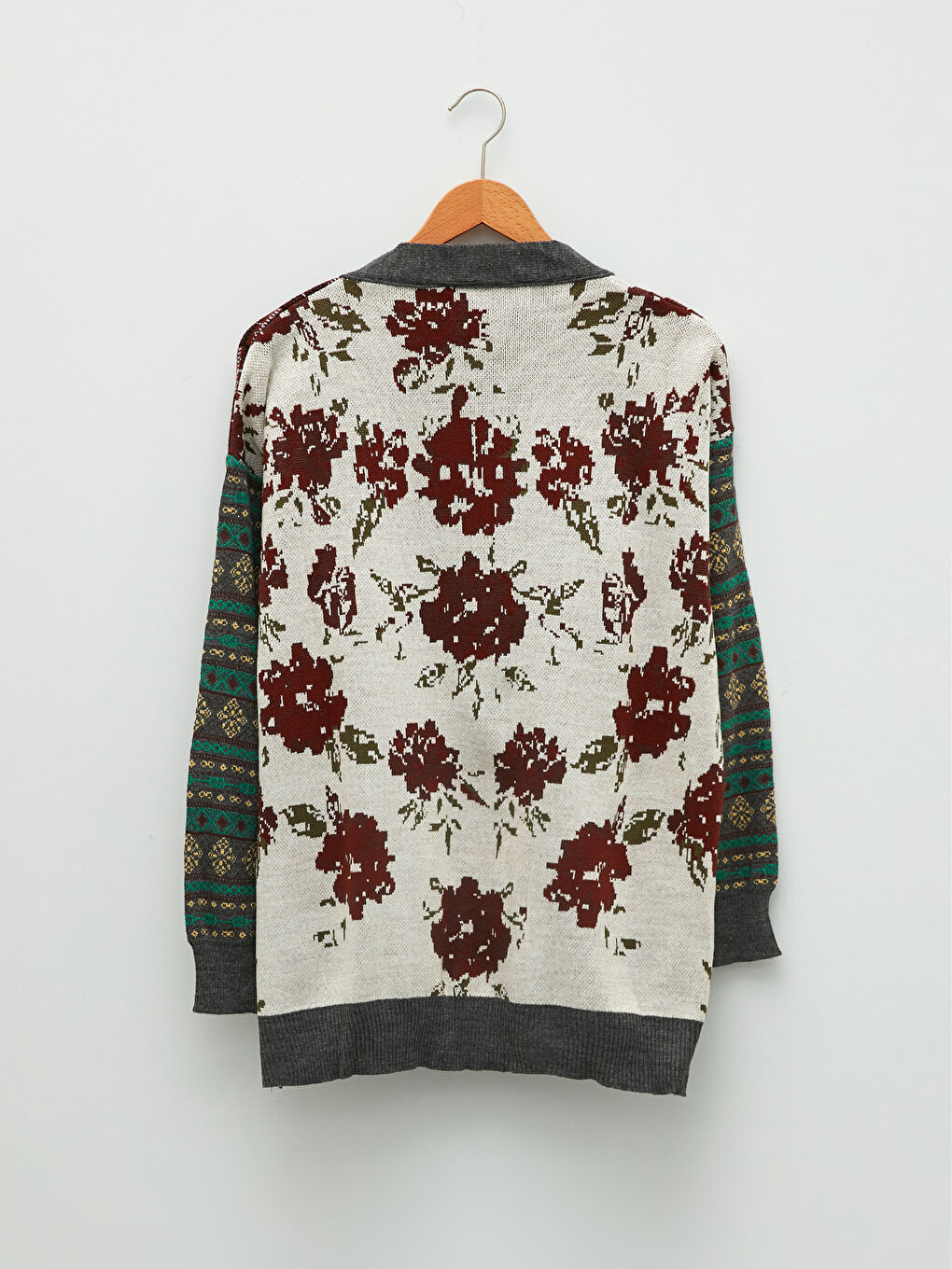 NİSAN TRİKO Avrile Clothing V-Neck Patterned Long Sleeve Women's Knitwear Cardigan -W1M717Z8-QT6