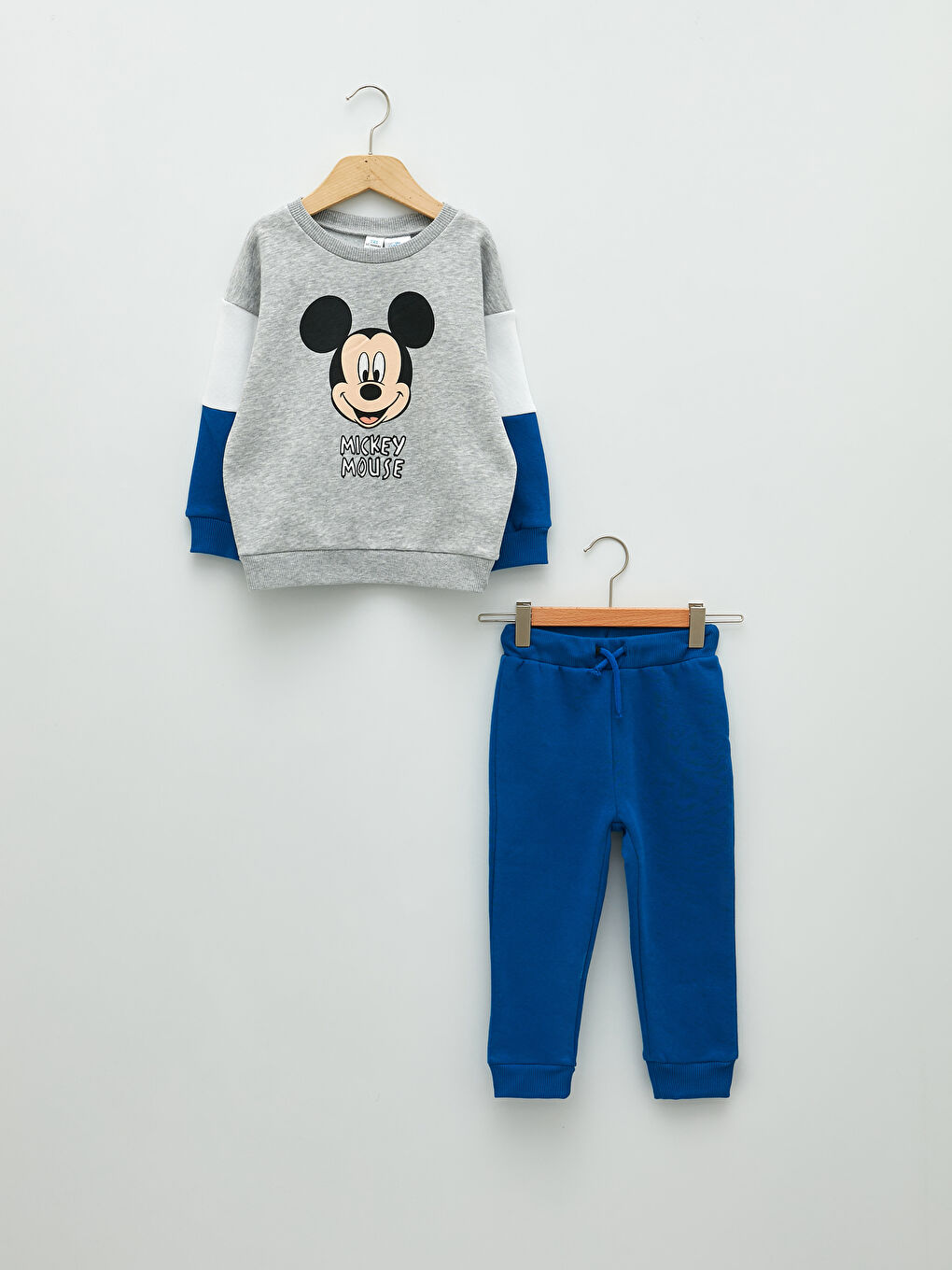 Crew Neck Long Sleeve Mickey Mouse Printed Baby Boy Sweatshirt and Jogger Pants 2-Pack