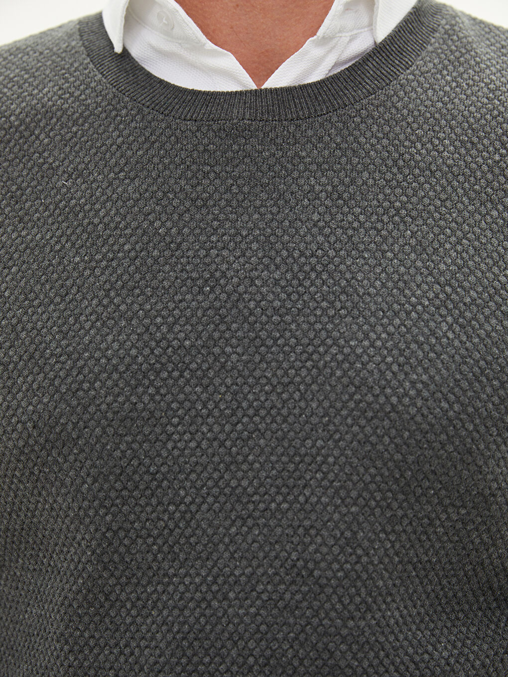 Crew Neck Long Sleeve Thin Men's Tricot Sweater-4