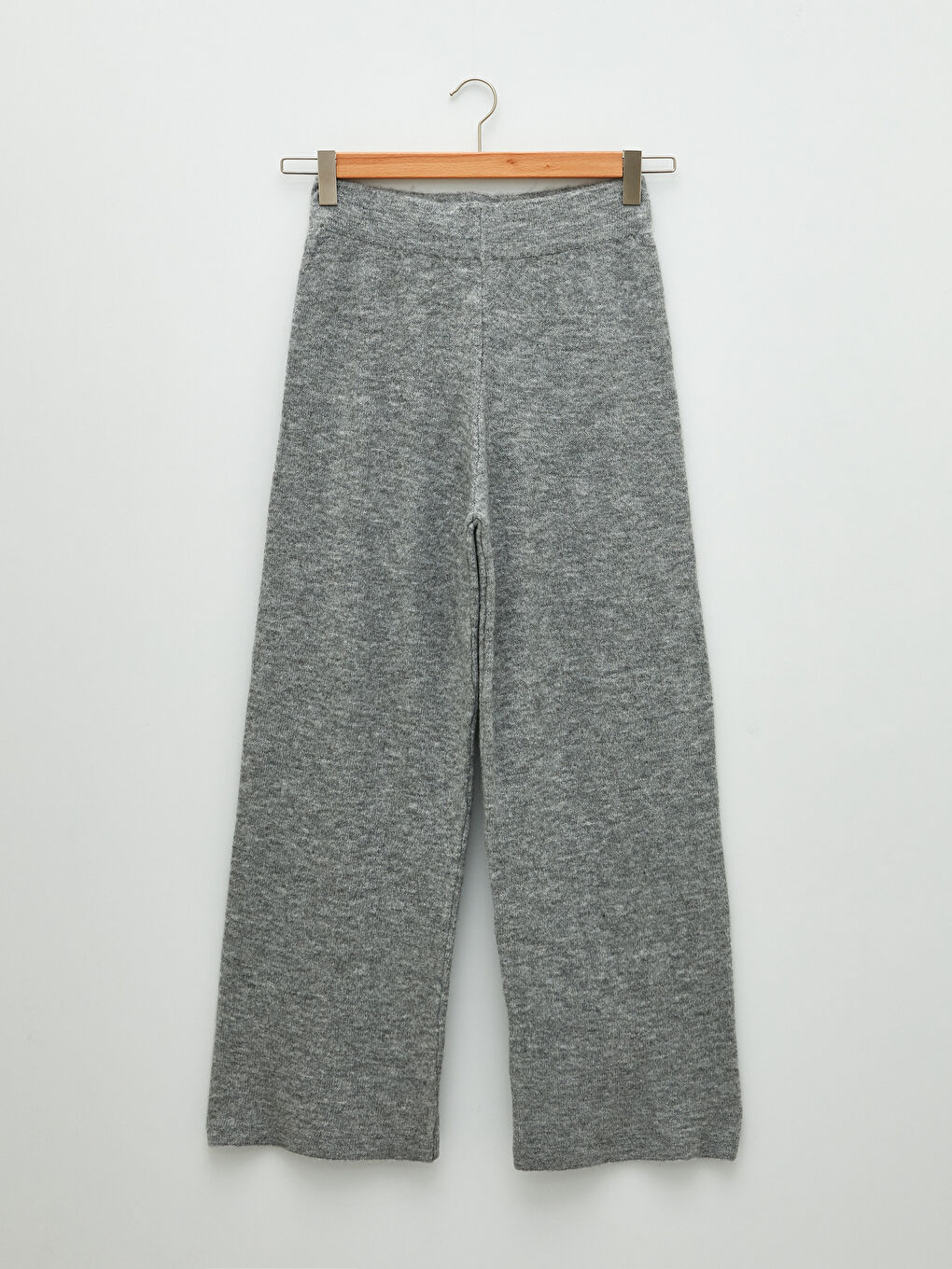 Elasticated Waist Plain Wide Leg Women's Knitwear Trousers-6