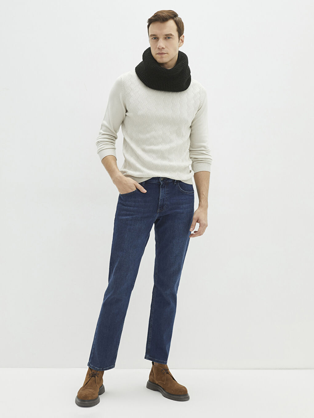 Kendinden Desenli Erkek Triko Boyunluk-1