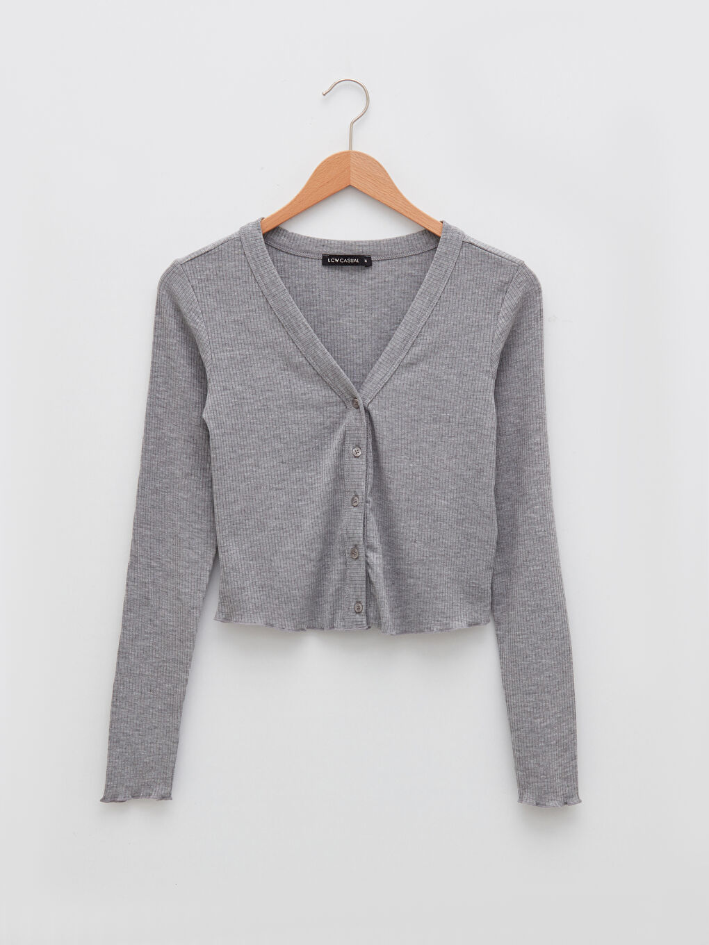 LCW Vision V-Ausschnitt Schlichte Langarm Strickjacke für Damen -W1M841Z8-L8N