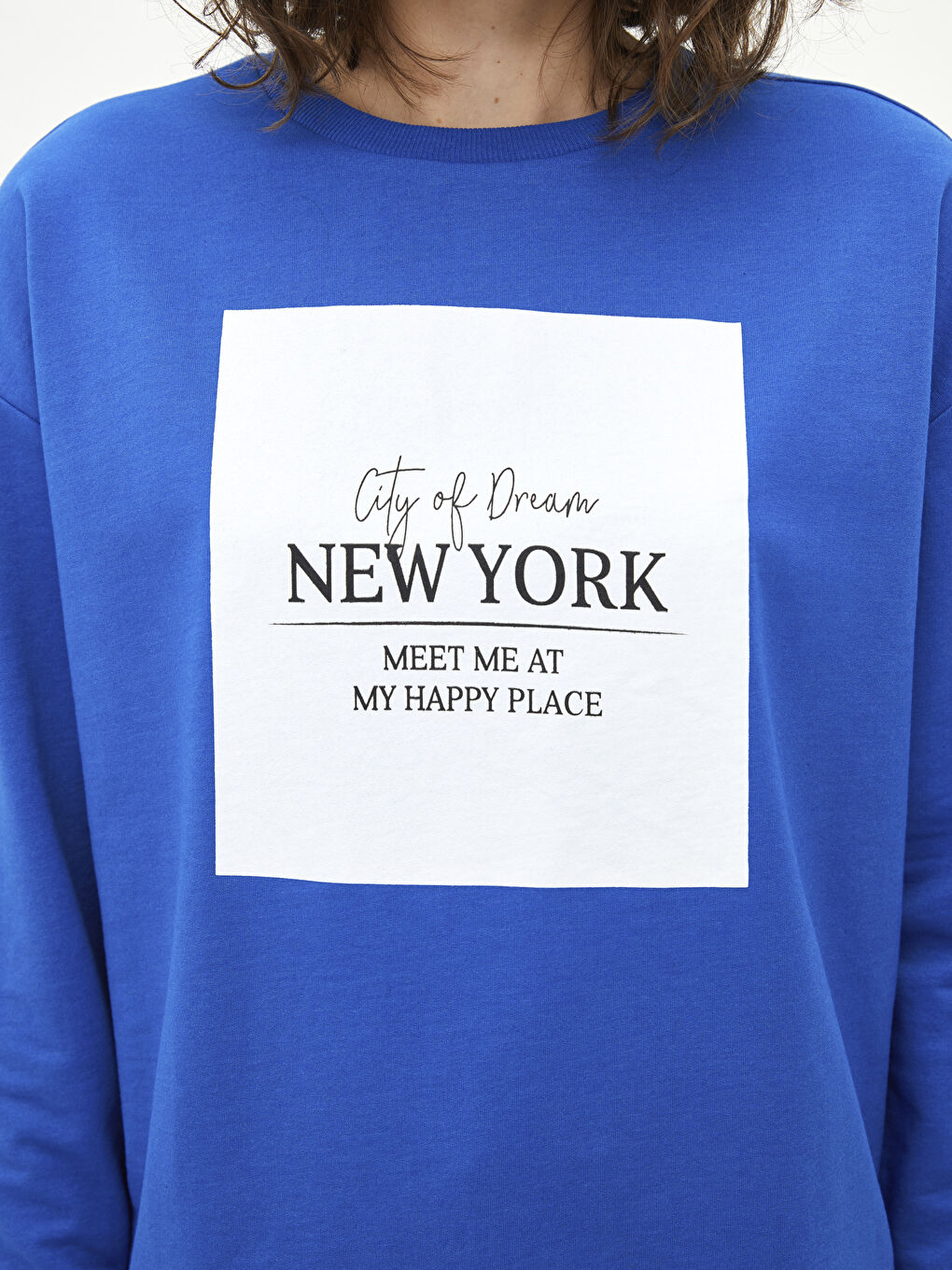 Mavi Bisiklet Yaka Baskılı Uzun Kollu Kadın Sweatshirt-2