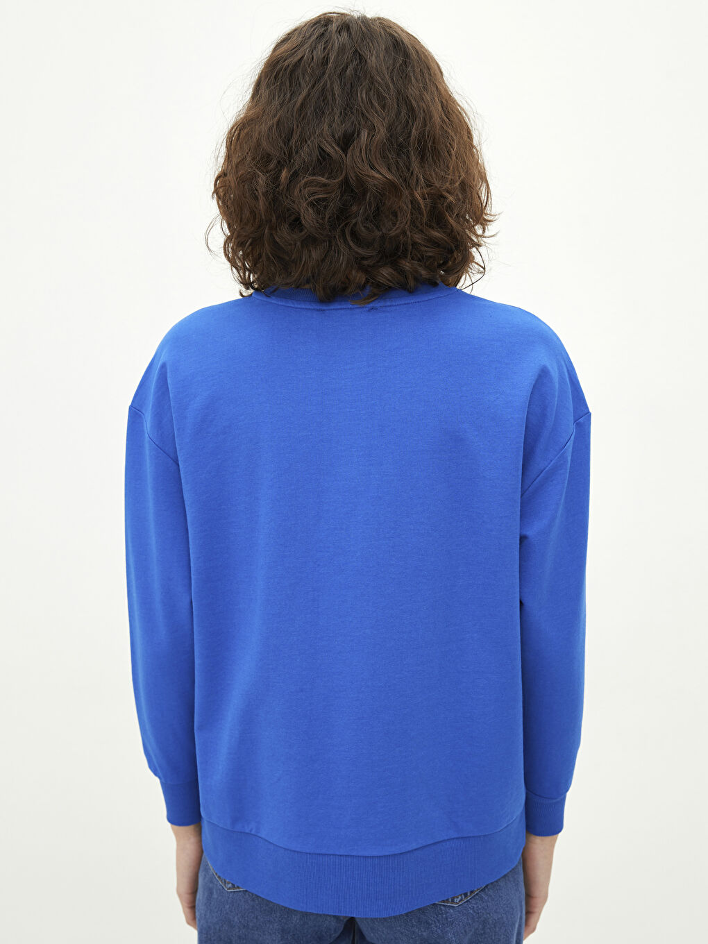 Mavi Bisiklet Yaka Baskılı Uzun Kollu Kadın Sweatshirt-3