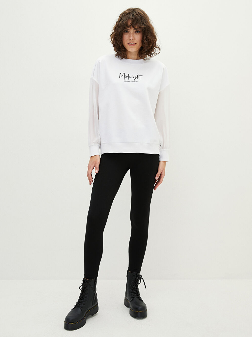 Crew Neck Text Printed Long Sleeve Women's Sweatshirt-2