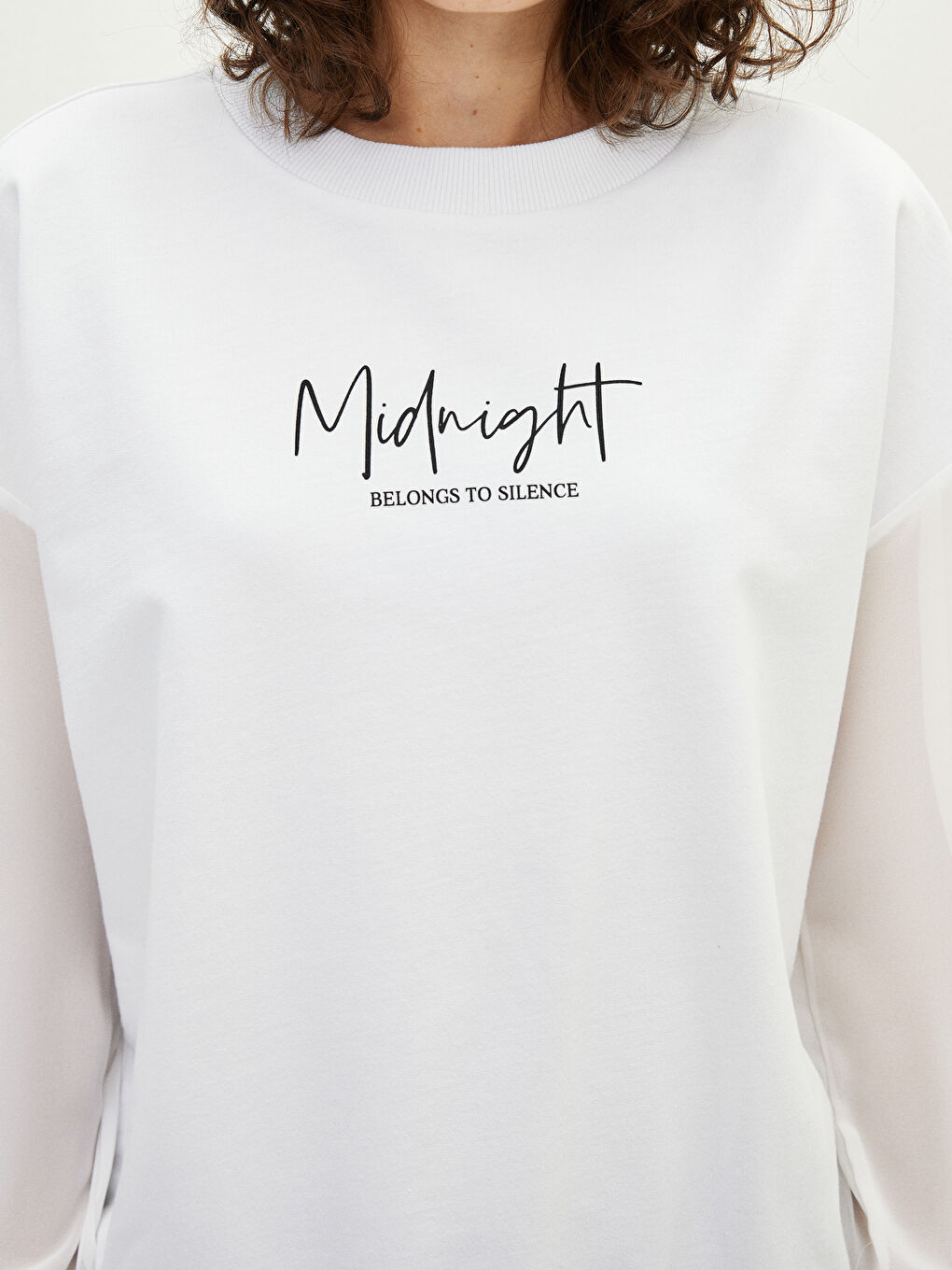 Crew Neck Text Printed Long Sleeve Women's Sweatshirt-3