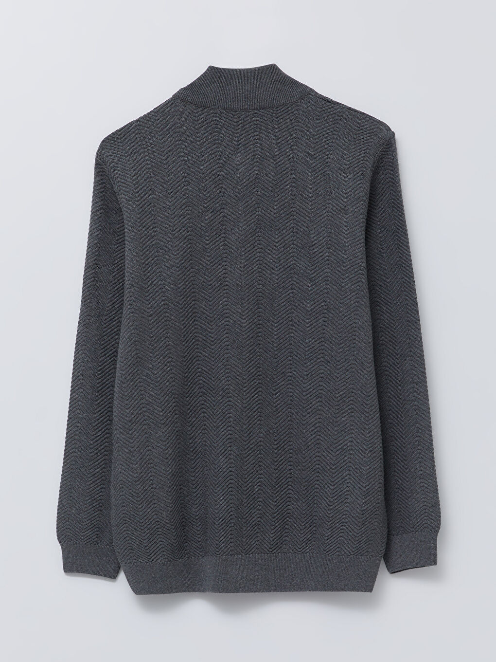 Antrasit Standart Kalıp Dik Yaka Erkek Triko Hırka-6