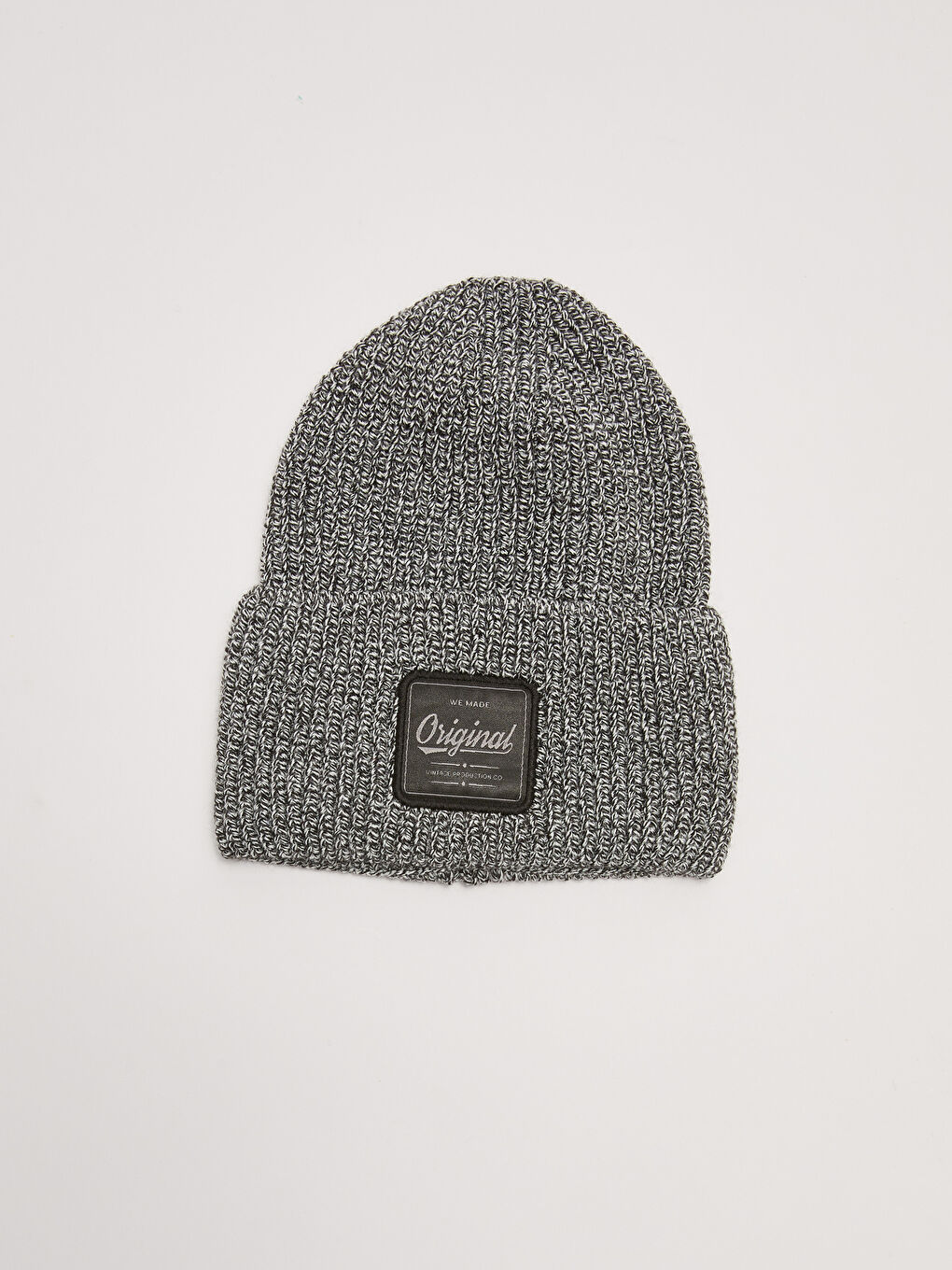 Antrasit Etiket Baskılı Erkek Triko Bere-2