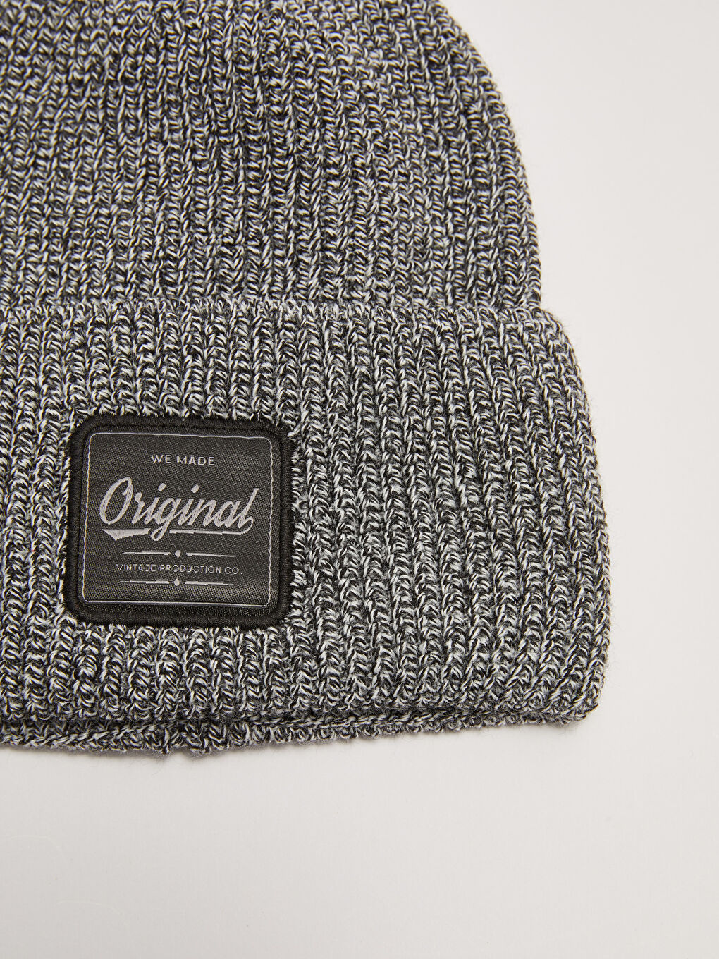 Antrasit Etiket Baskılı Erkek Triko Bere-3