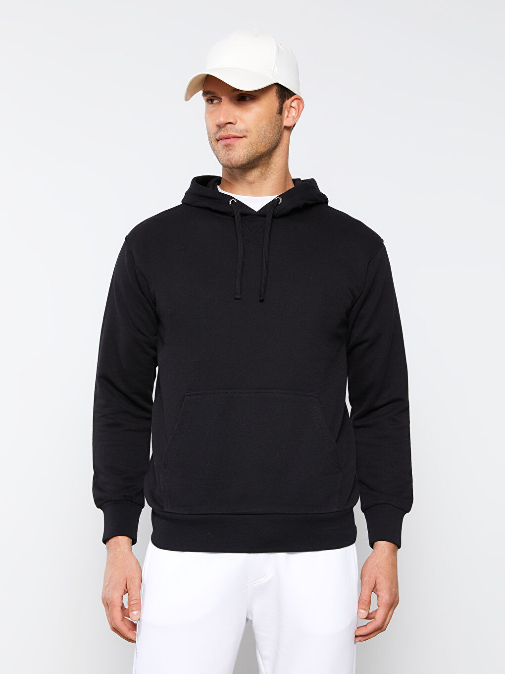 LCWAIKIKI Basic Siyah Oversize Uzun Kollu Erkek Hoodie