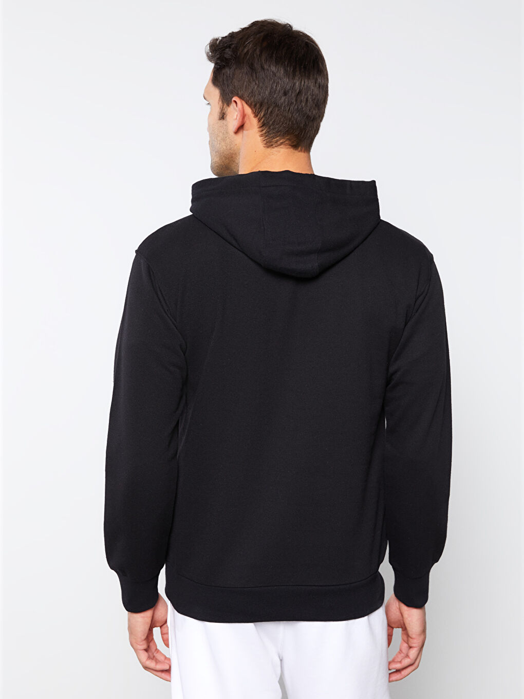 LCWAIKIKI Basic Siyah Oversize Uzun Kollu Erkek Hoodie - 4