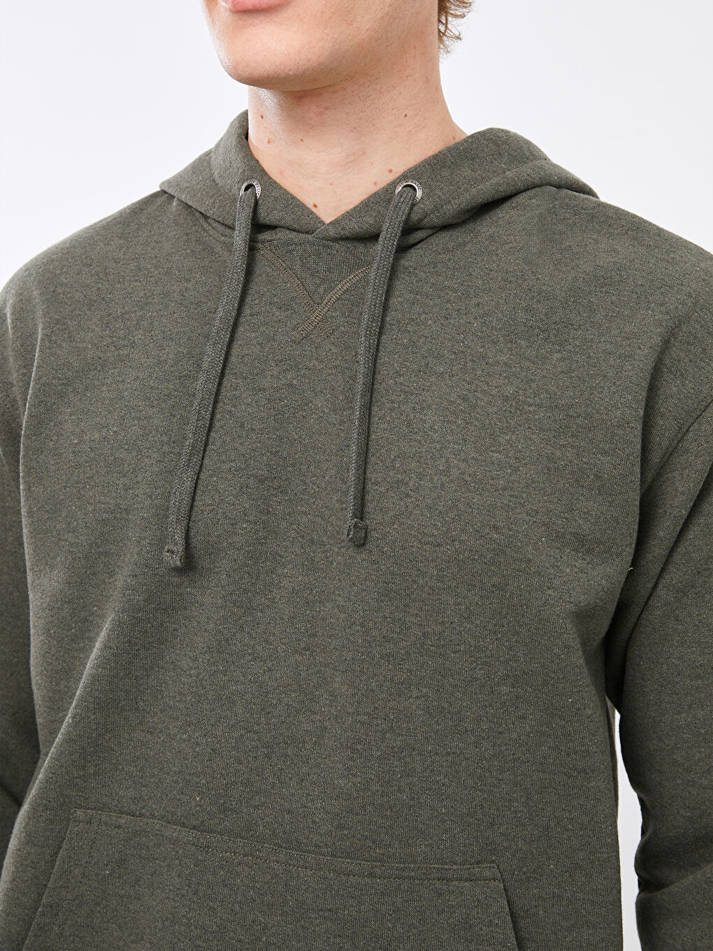 LCWAIKIKI Basic Haki Oversize Uzun Kollu Erkek Hoodie - 3