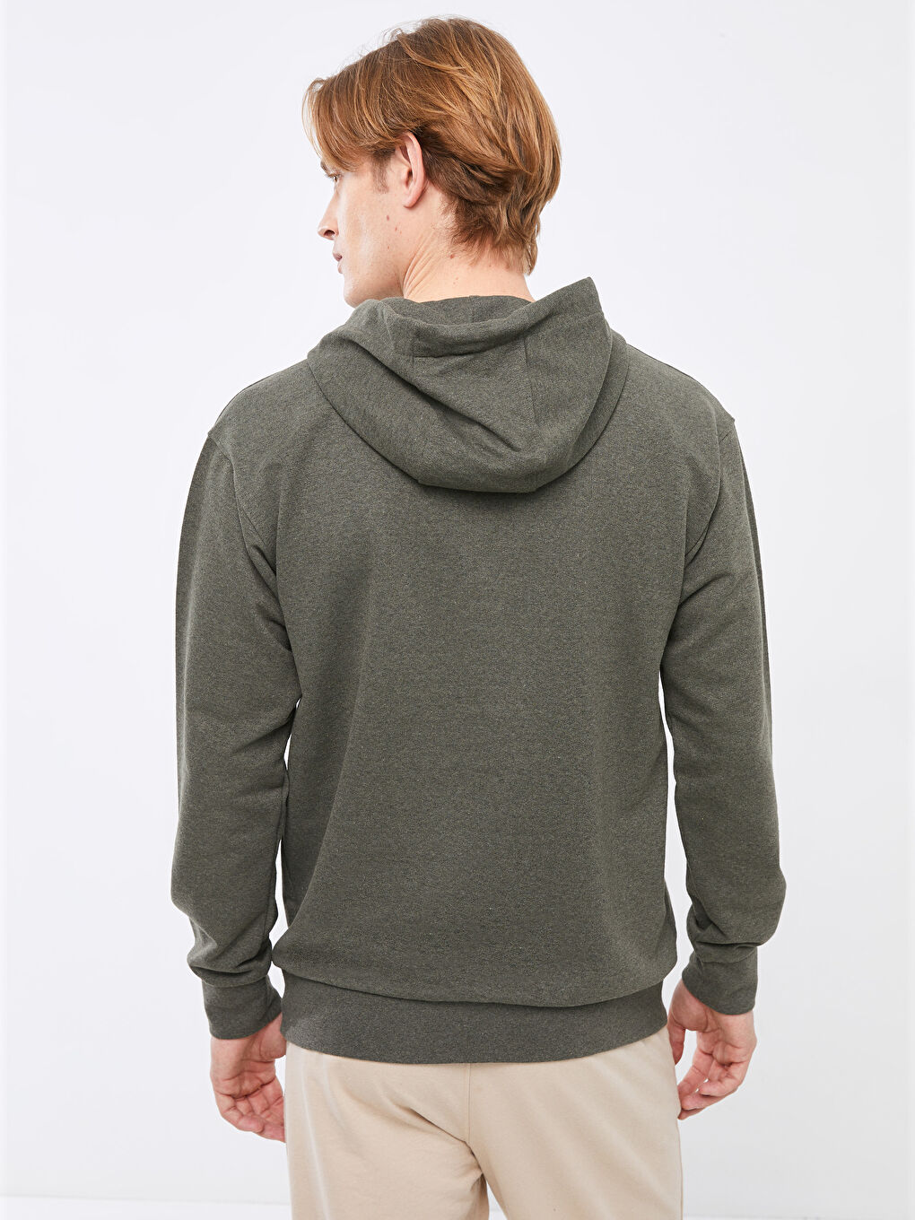 LCWAIKIKI Basic Haki Oversize Uzun Kollu Erkek Hoodie - 4