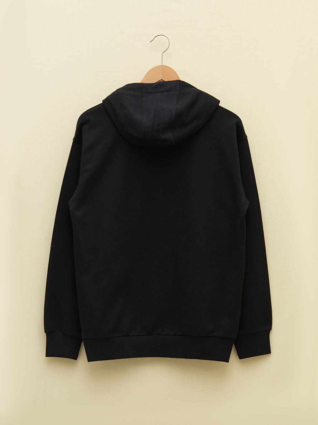 LCWAIKIKI Basic Siyah Oversize Uzun Kollu Erkek Hoodie - 6