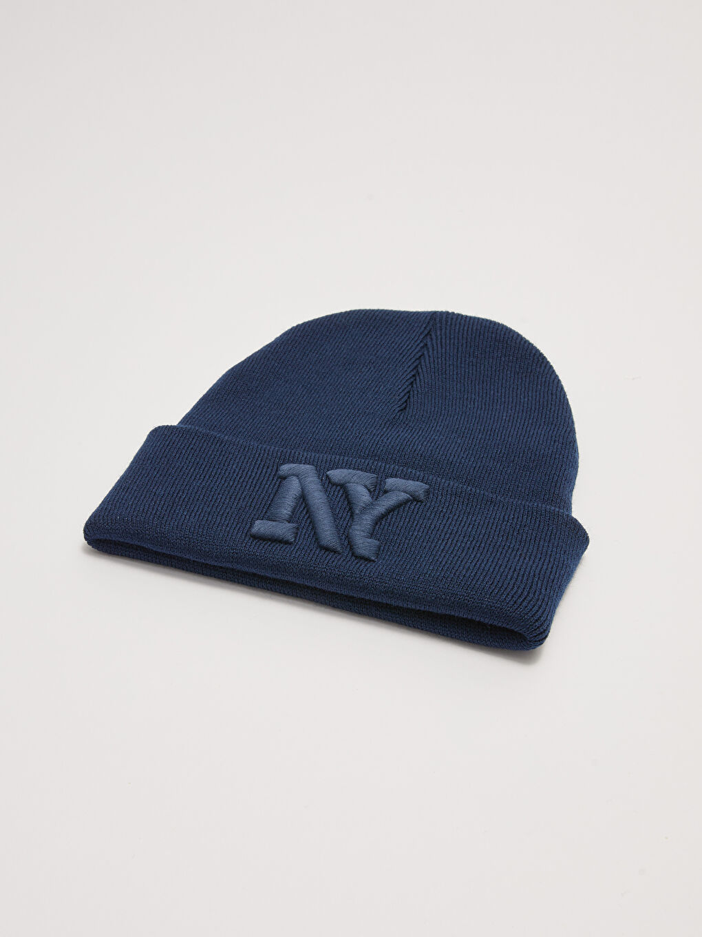 Lacivert Nakış Detaylı Erkek Triko Bere-3