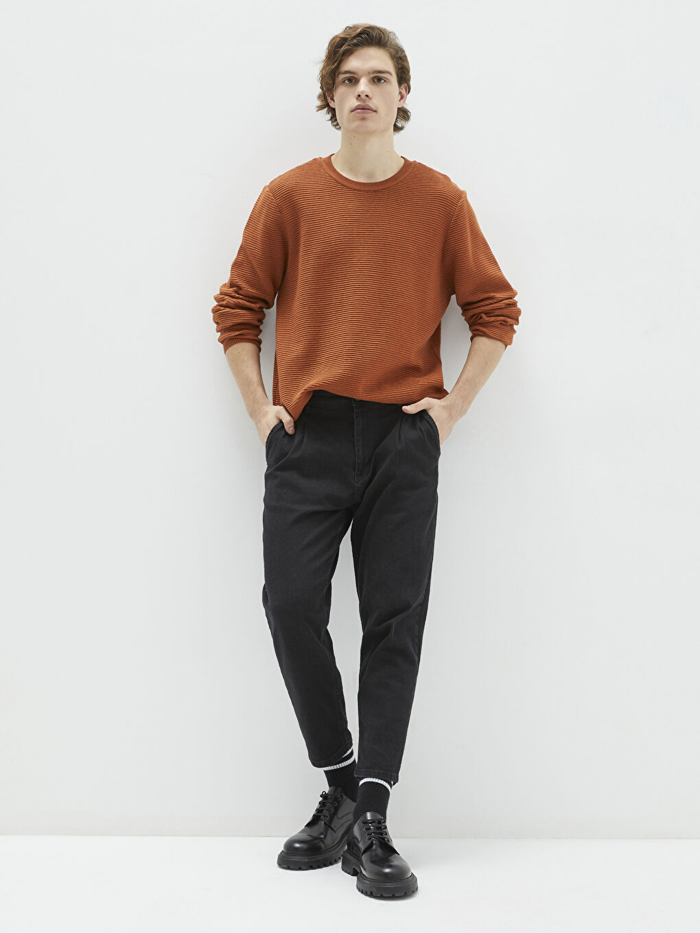 Džemper za muškarce velike veličine, okrugli izrez, dugi rukav, trikotaža-1