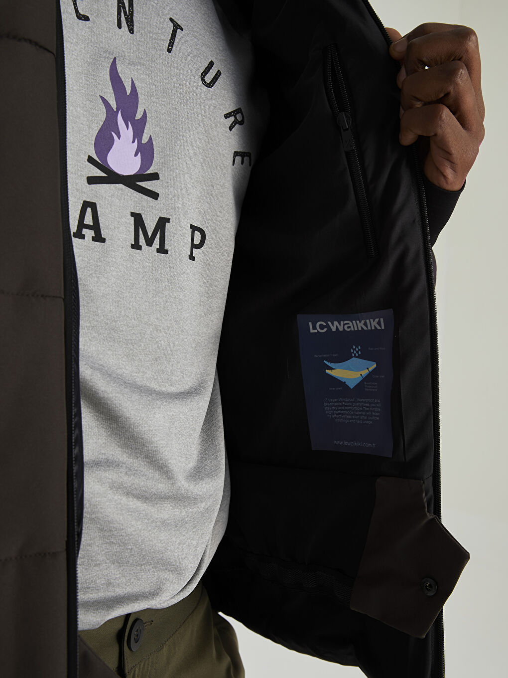 Antrasit Standart Kalıp Dik Yaka Erkek Şişme Mont