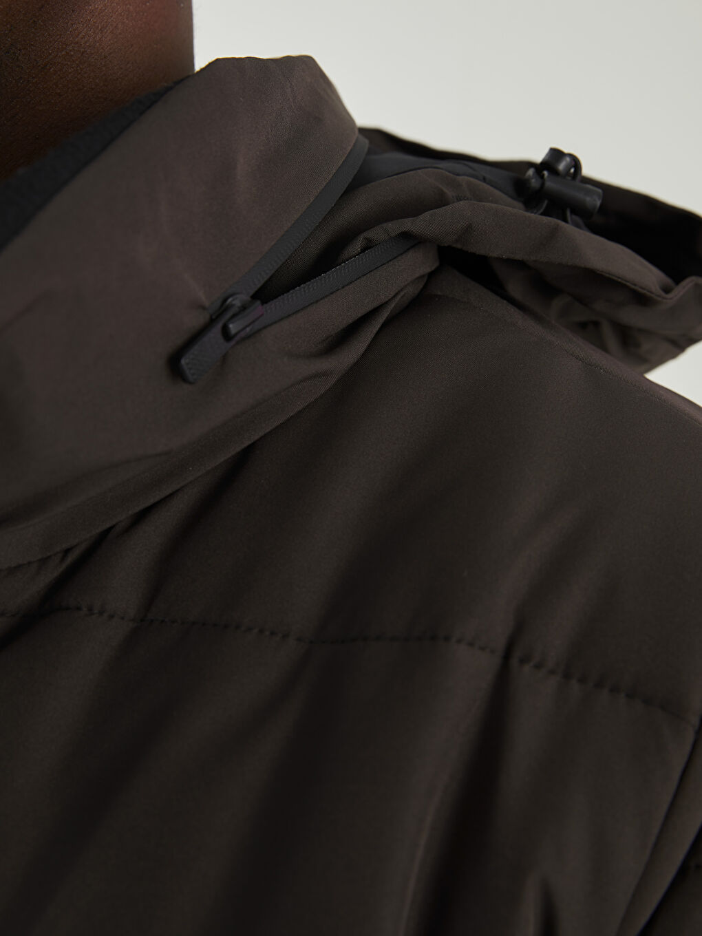 Antrasit Standart Kalıp Dik Yaka Erkek Şişme Mont-7