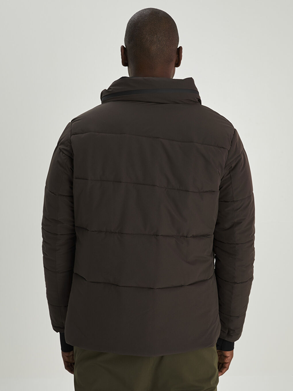 Antrasit Standart Kalıp Dik Yaka Erkek Şişme Mont-9