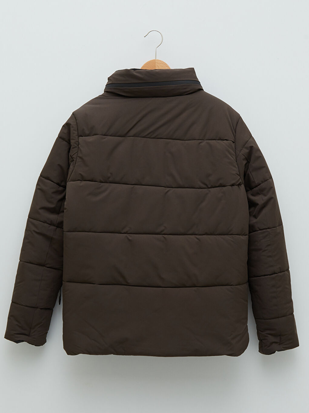 Antrasit Standart Kalıp Dik Yaka Erkek Şişme Mont-11