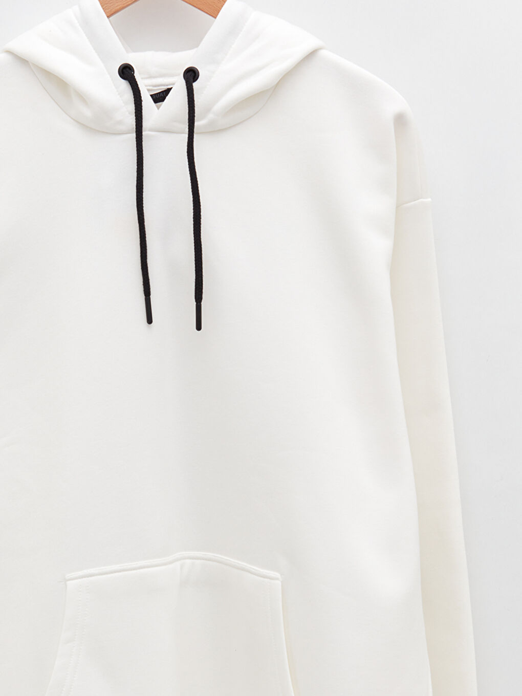 Beyaz Büyük Beden Uzun Kollu Basic Erkek Kalın Hoodie-7