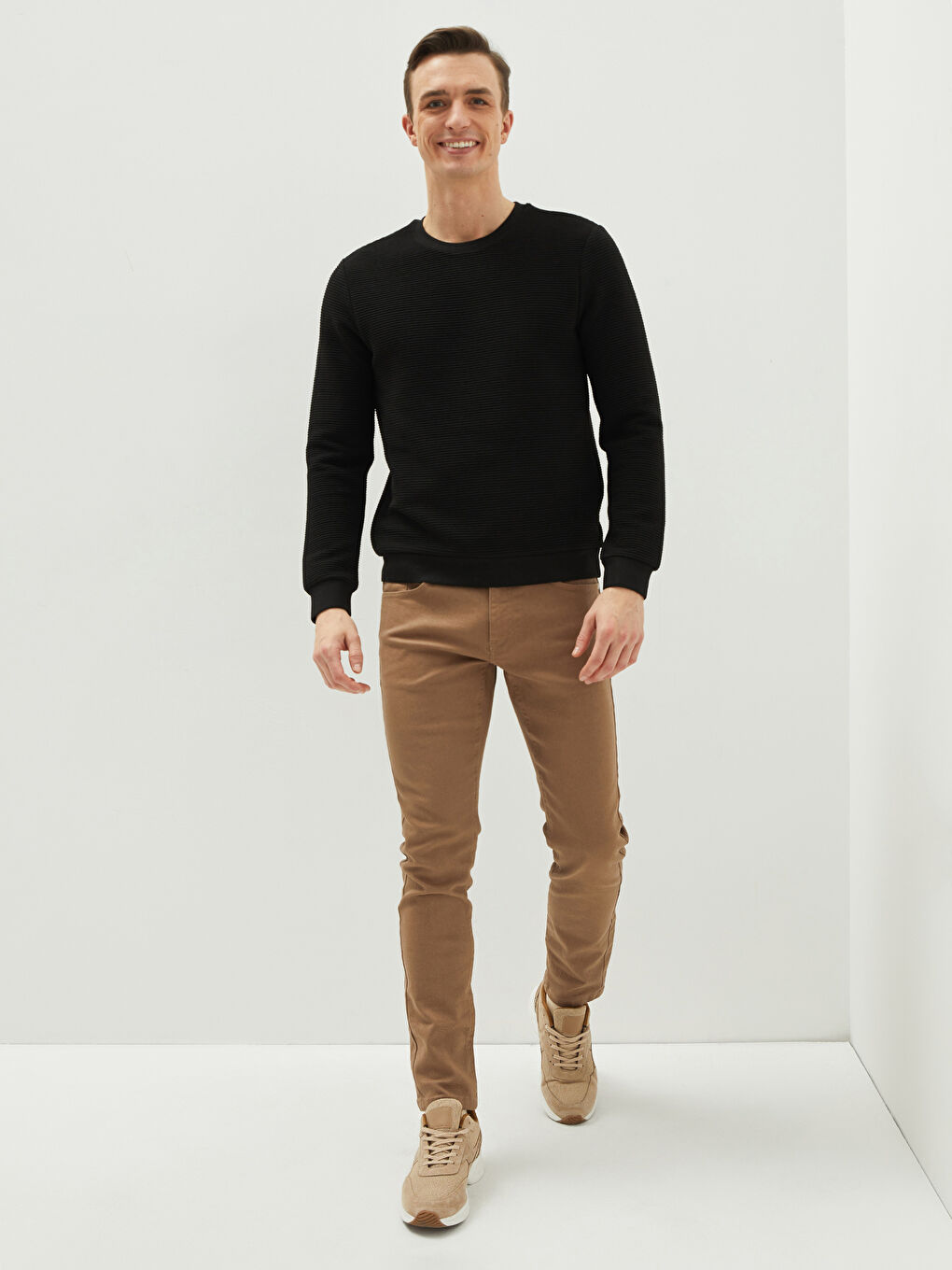 Crew Neck Long Sleeve Striped Men's Sweatshirt-2