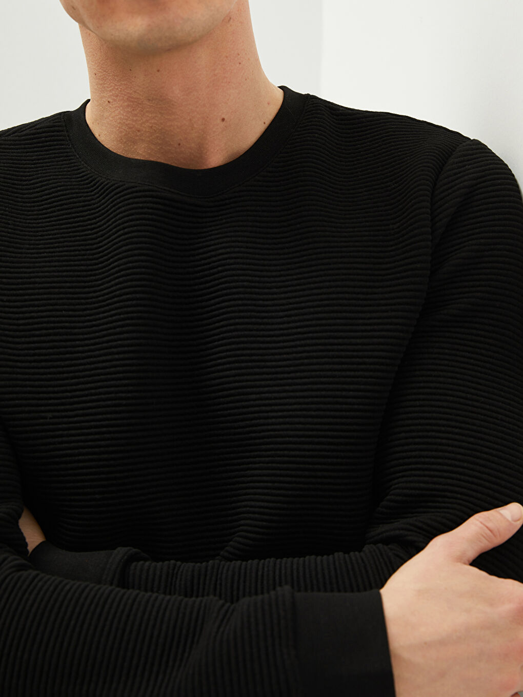 Crew Neck Long Sleeve Striped Men's Sweatshirt-3