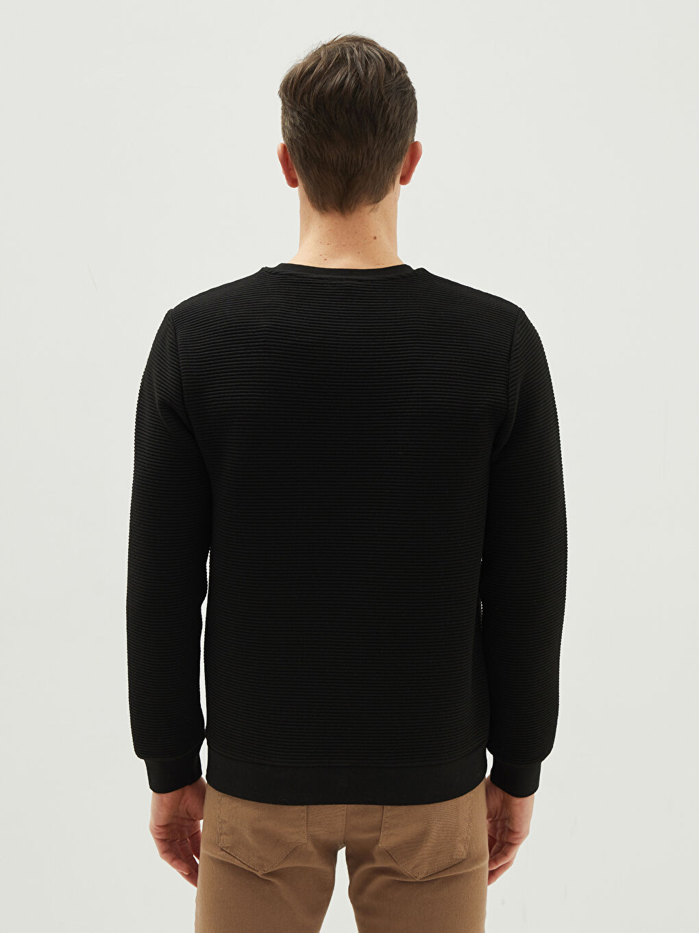 Crew Neck Long Sleeve Striped Men's Sweatshirt-4