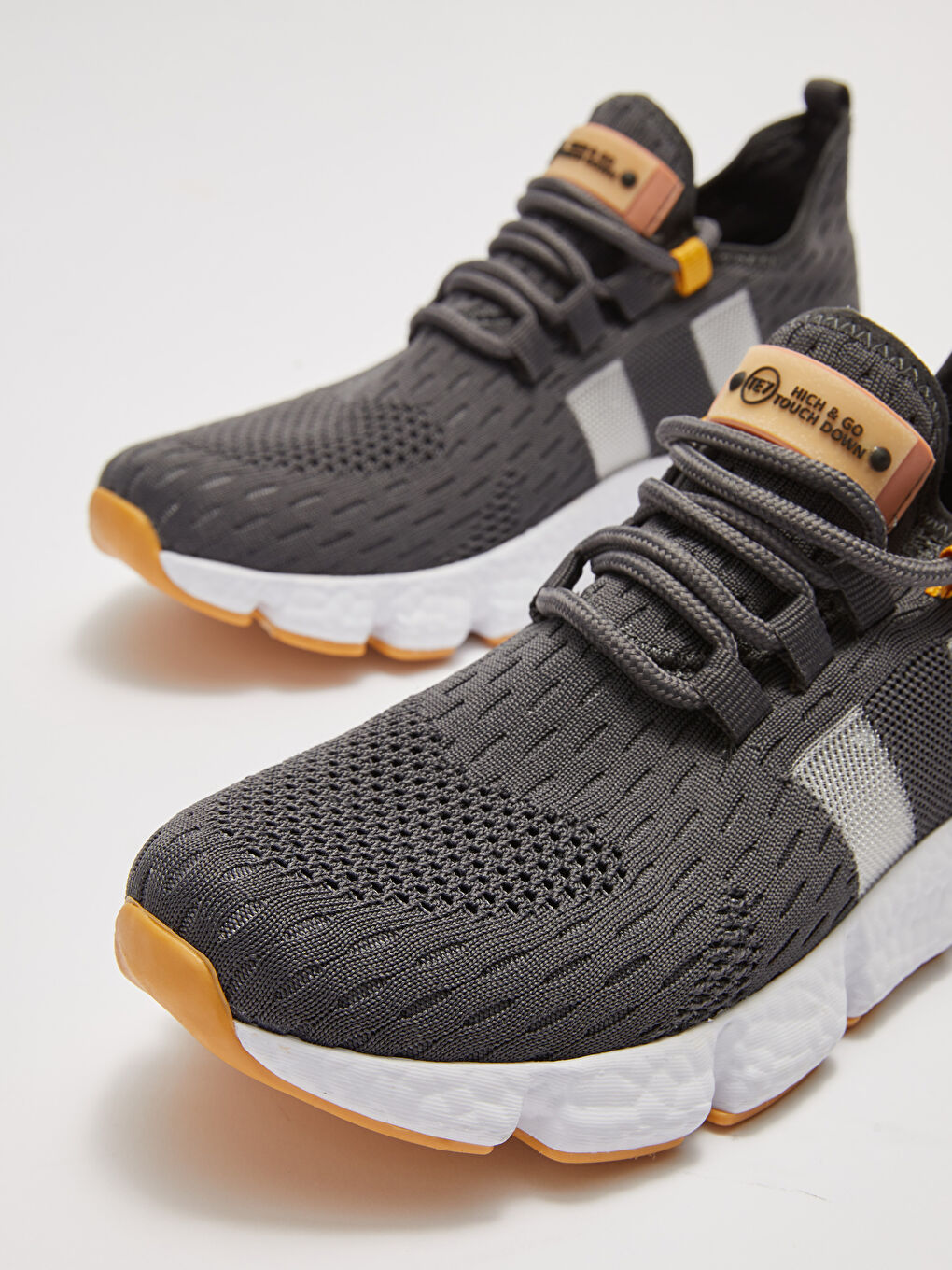 Antrasit Bağcıklı File Detaylı Erkek Aktif Spor Ayakkabı-4