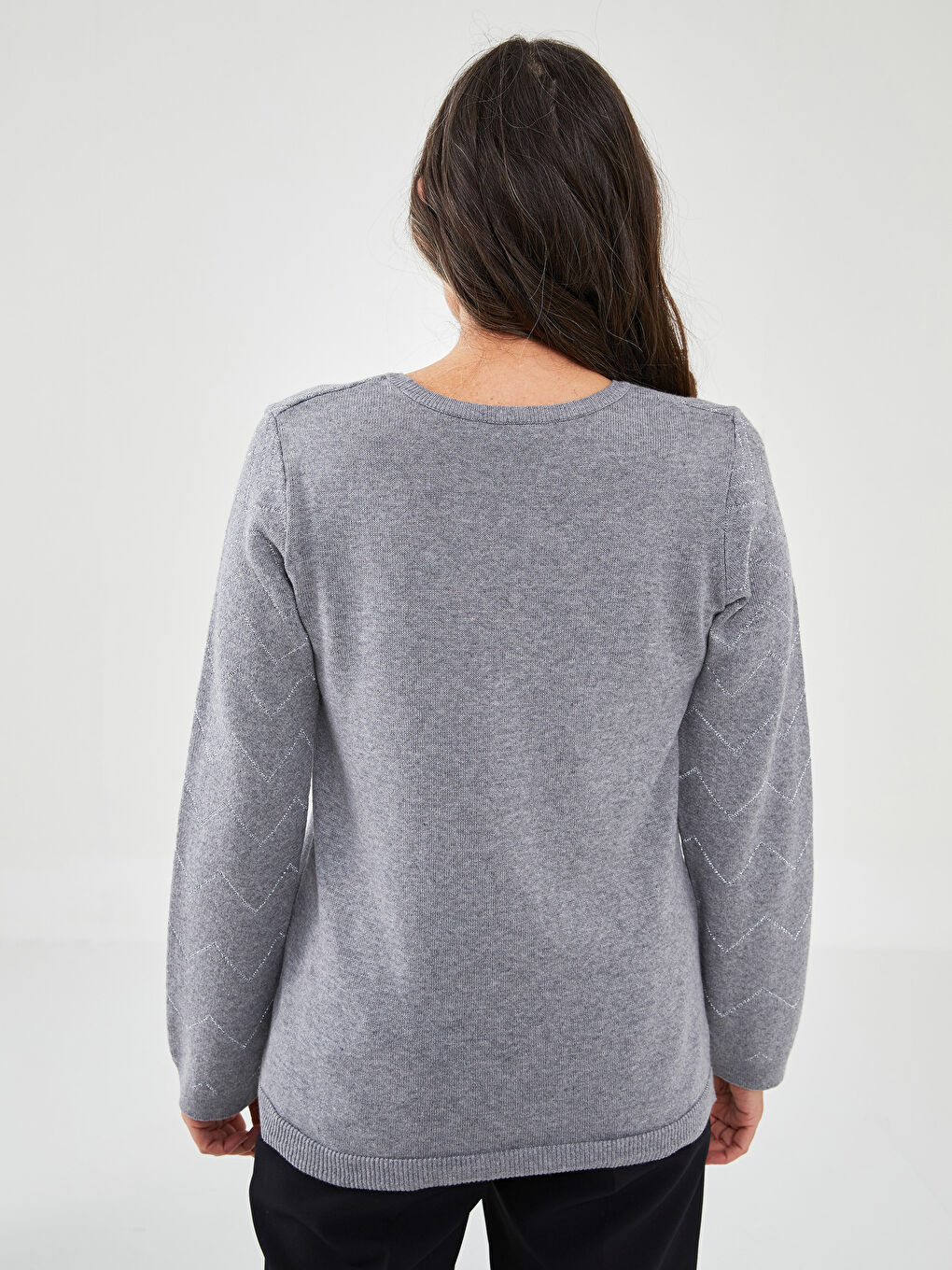 LCW Grace Crew Neck Patterned Long Sleeve Women's Knitwear Sweater -W1MB43Z8-DD0
