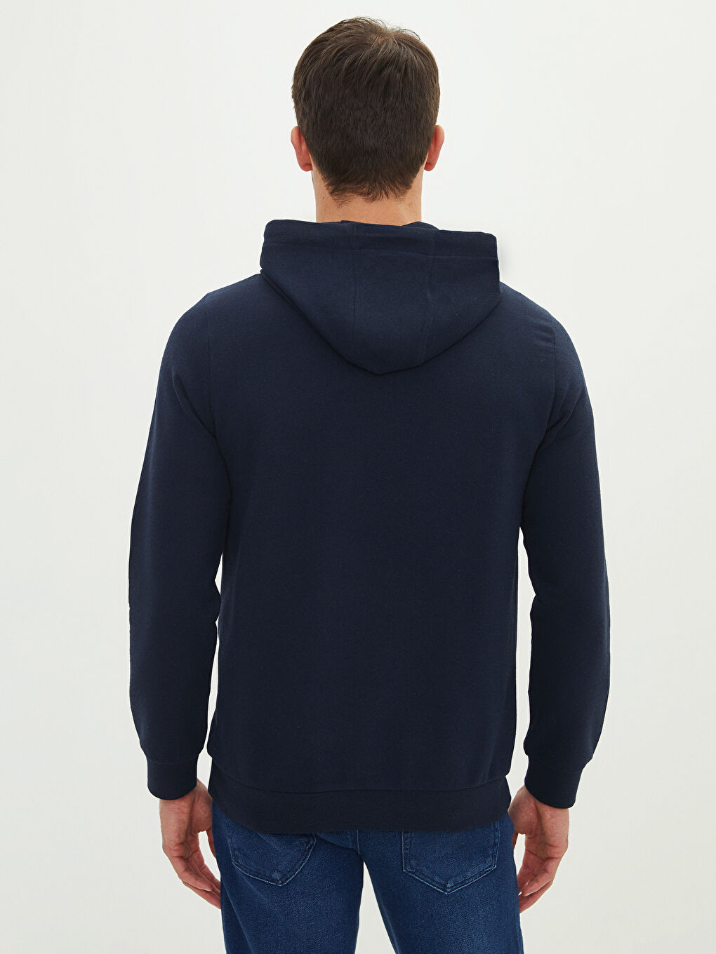 Lacivert Uzun Kollu Adana Baskılı Erkek Hoodie-4