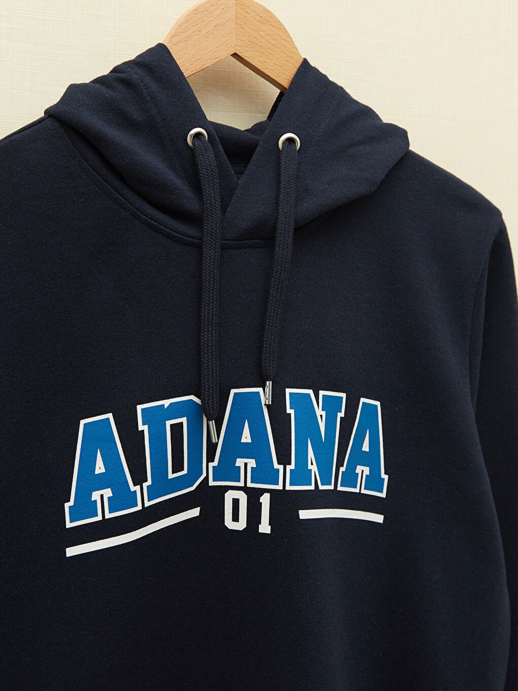 Lacivert Uzun Kollu Adana Baskılı Erkek Hoodie-7