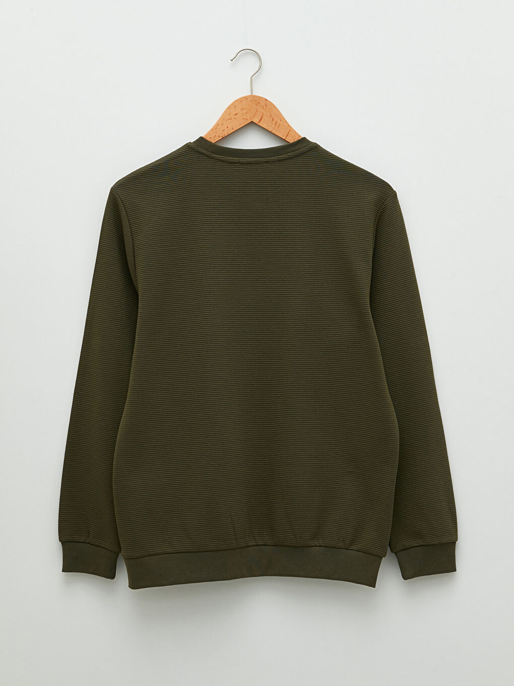 Haki Bisiklet Yaka Uzun Kollu Baskılı Erkek Sweatshirt-6