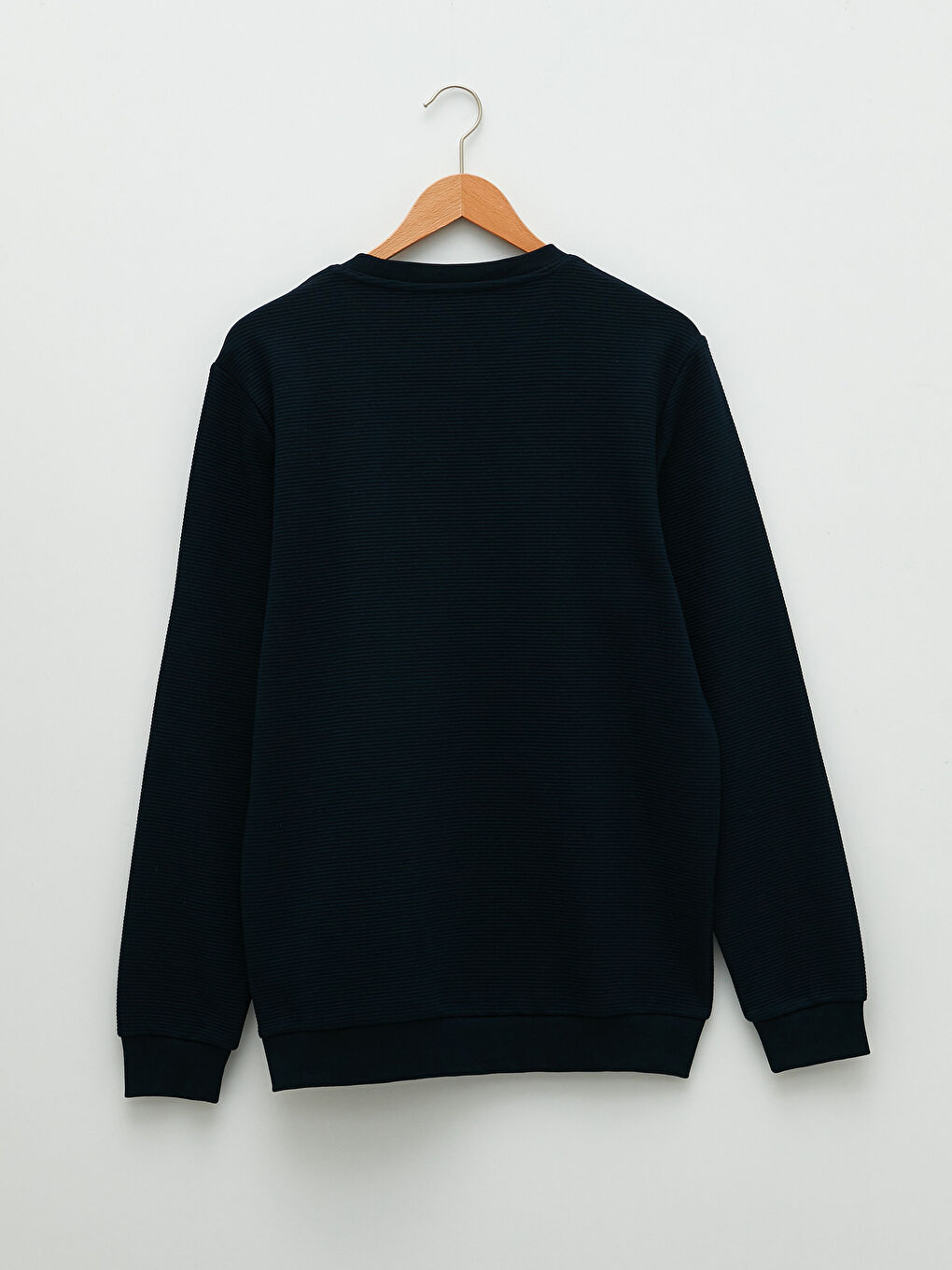 Lacivert Bisiklet Yaka Uzun Kollu Baskılı Erkek Sweatshirt-6