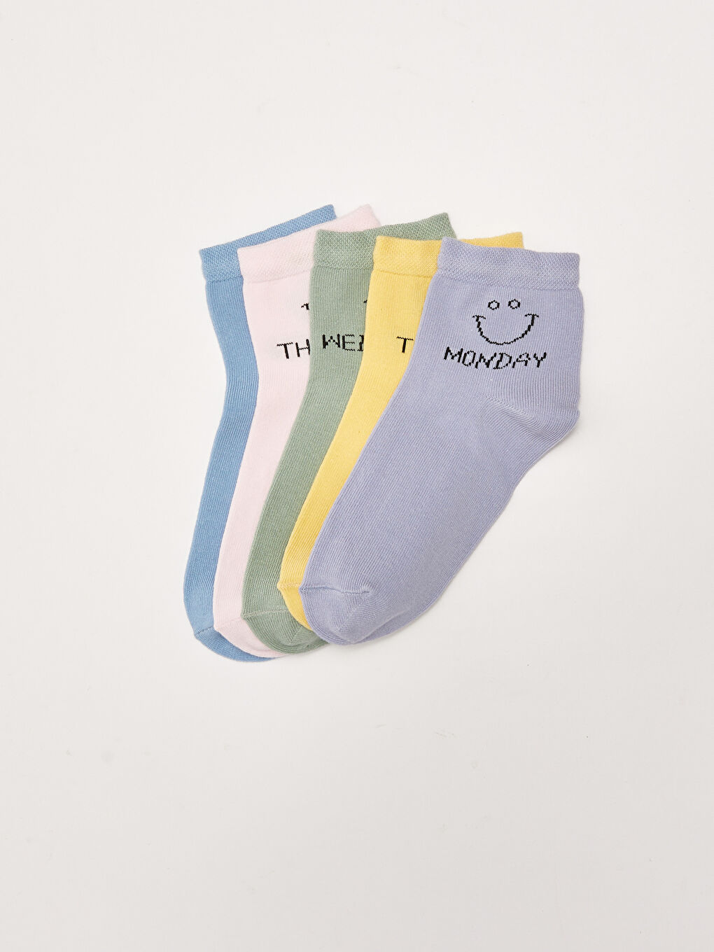 Lila Baskılı Kadın Soket Çorap 5'li