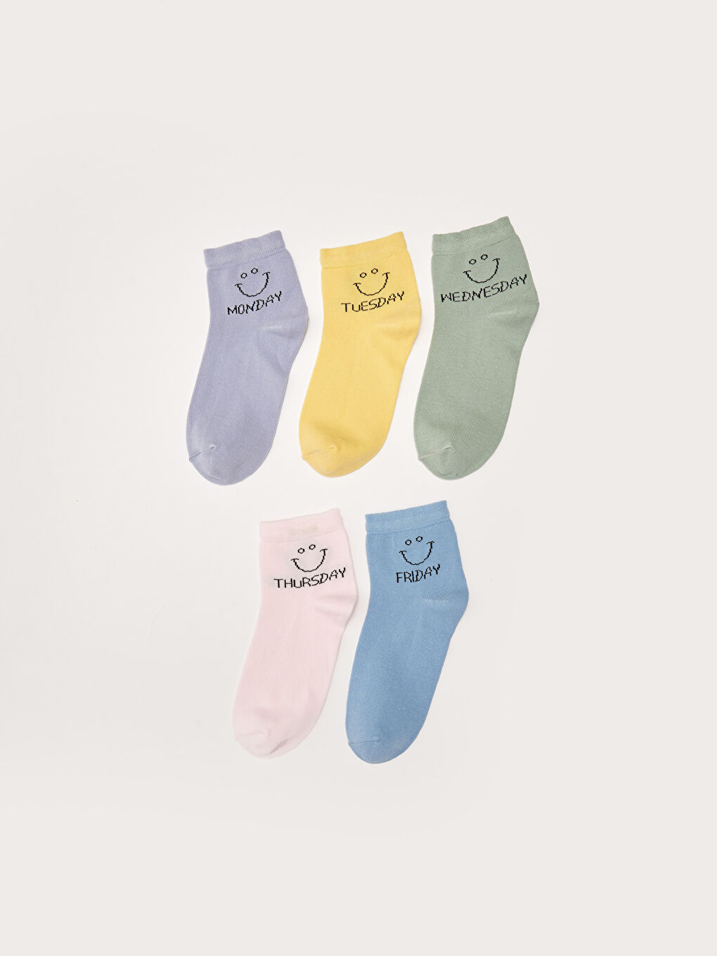 Lila Baskılı Kadın Soket Çorap 5'li-1